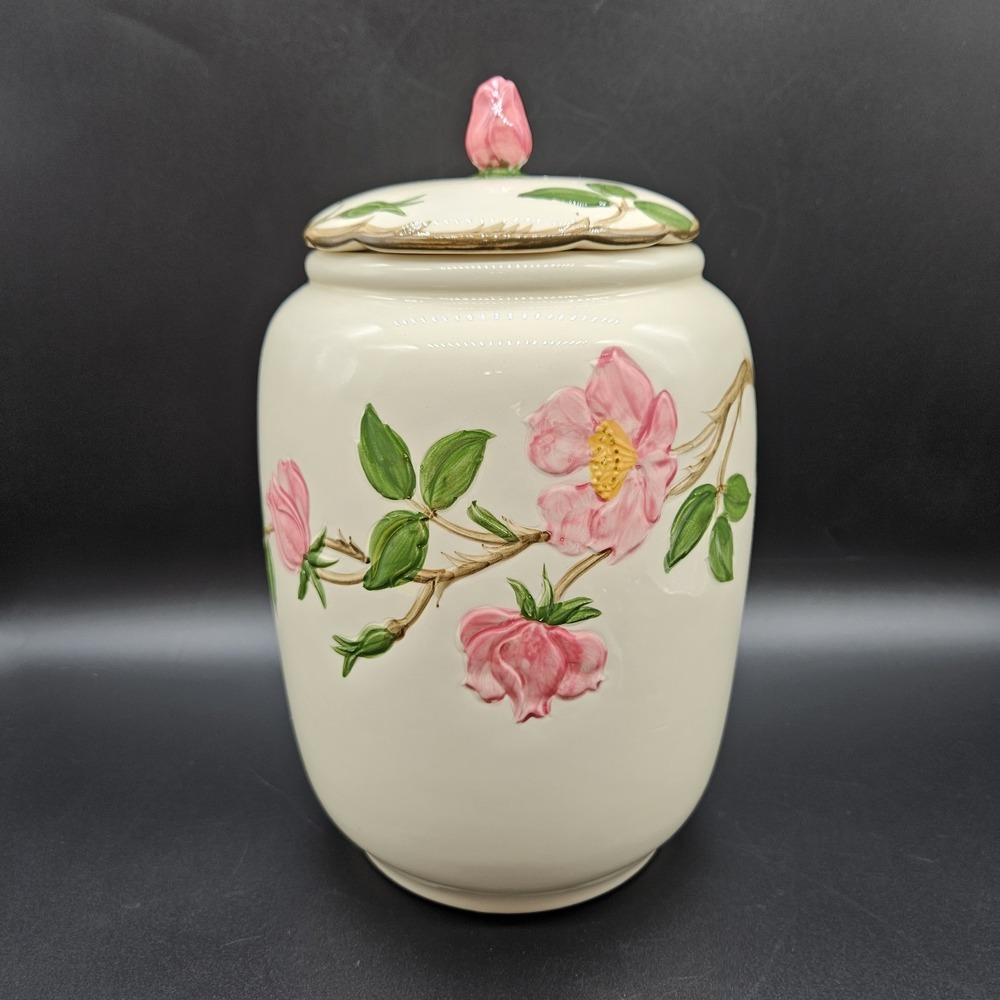 VTG Franciscan Desert Rose Cookie Jar w/ Lid Cannister 11" USA Great Condition!